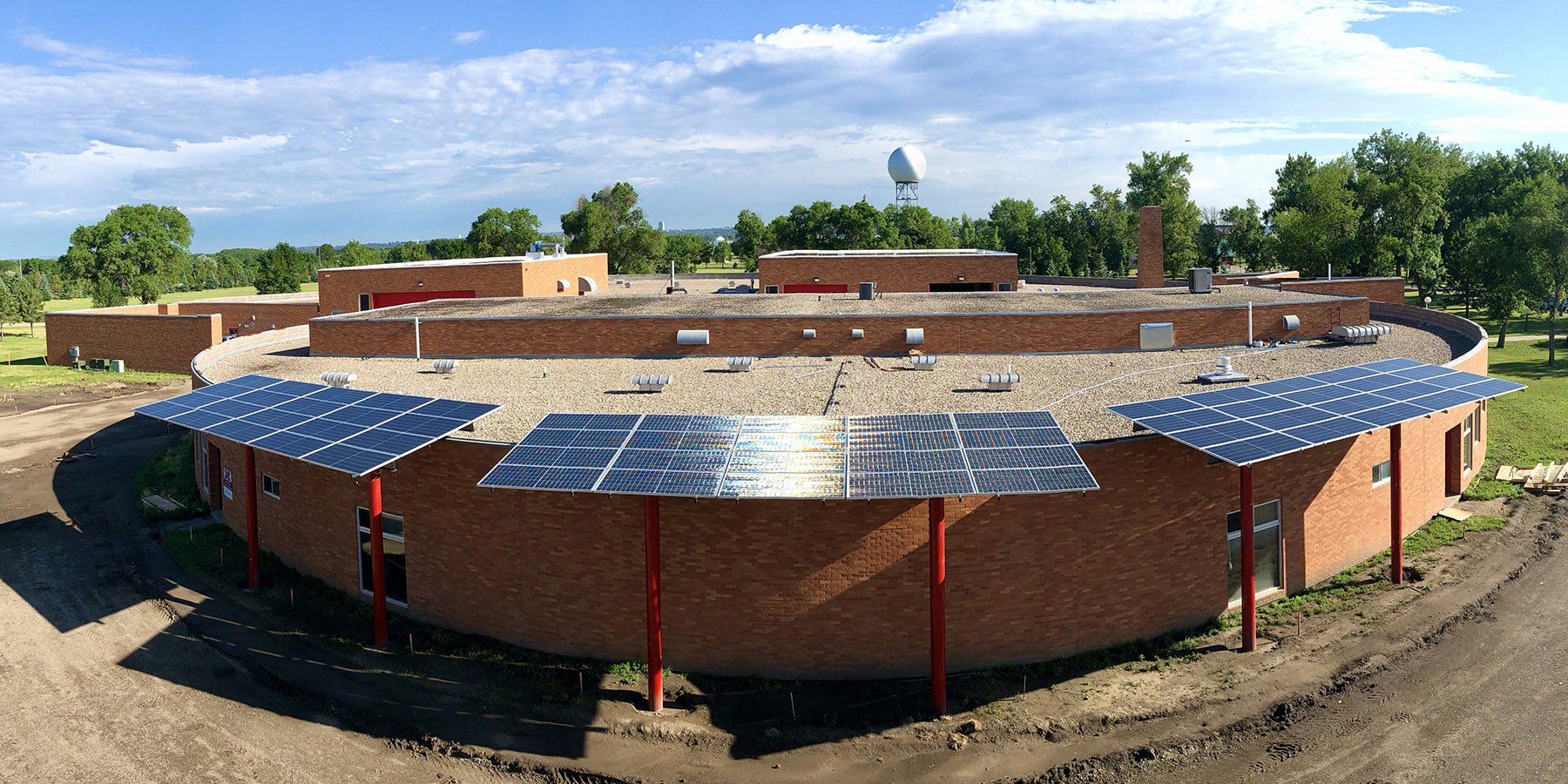 school on native reservation with solar pole mount