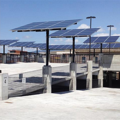 solar panels at a parking garage